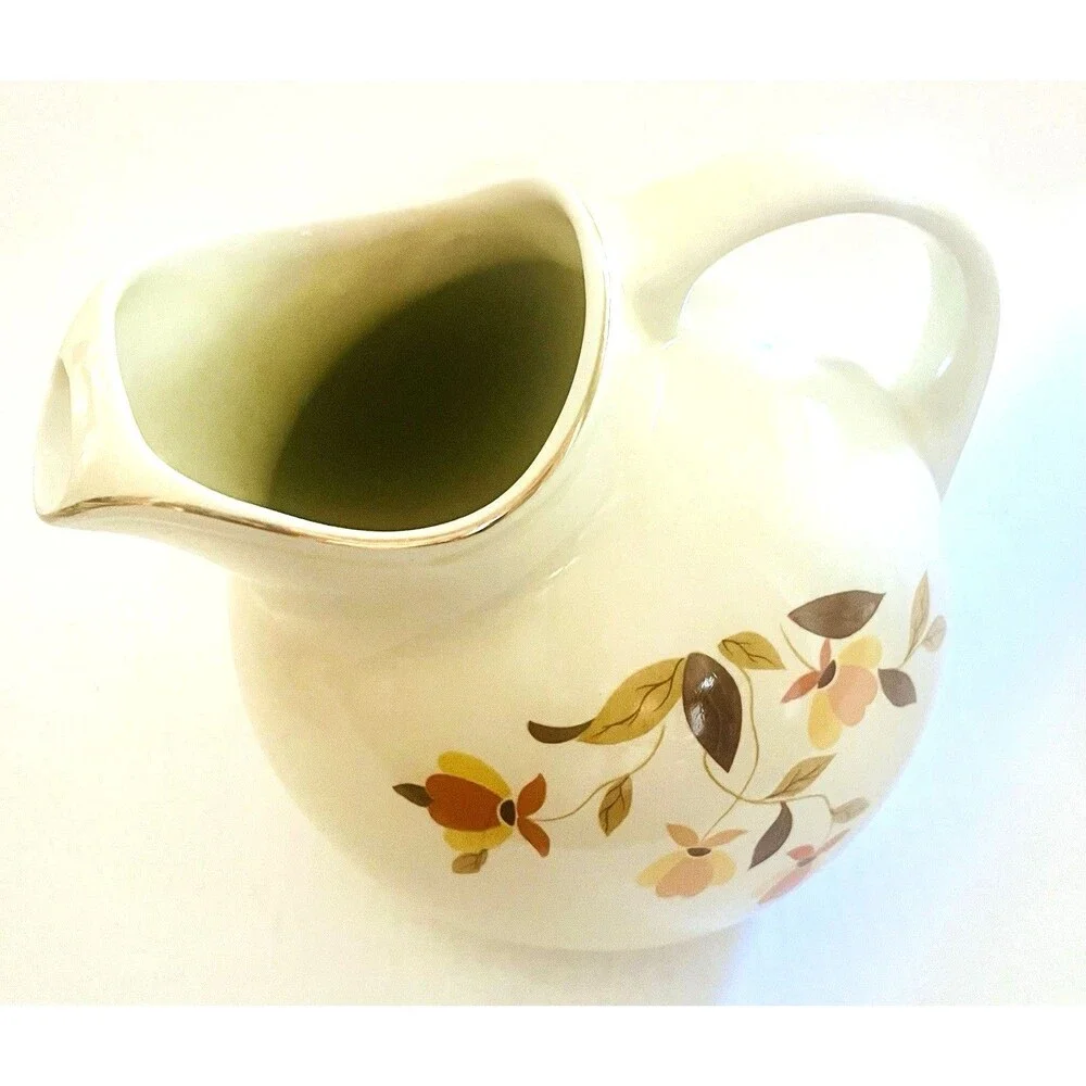 Vintage Hall's Superior Quality Autumn Leaf Ice Lip Tea Water Pitcher 8 inch